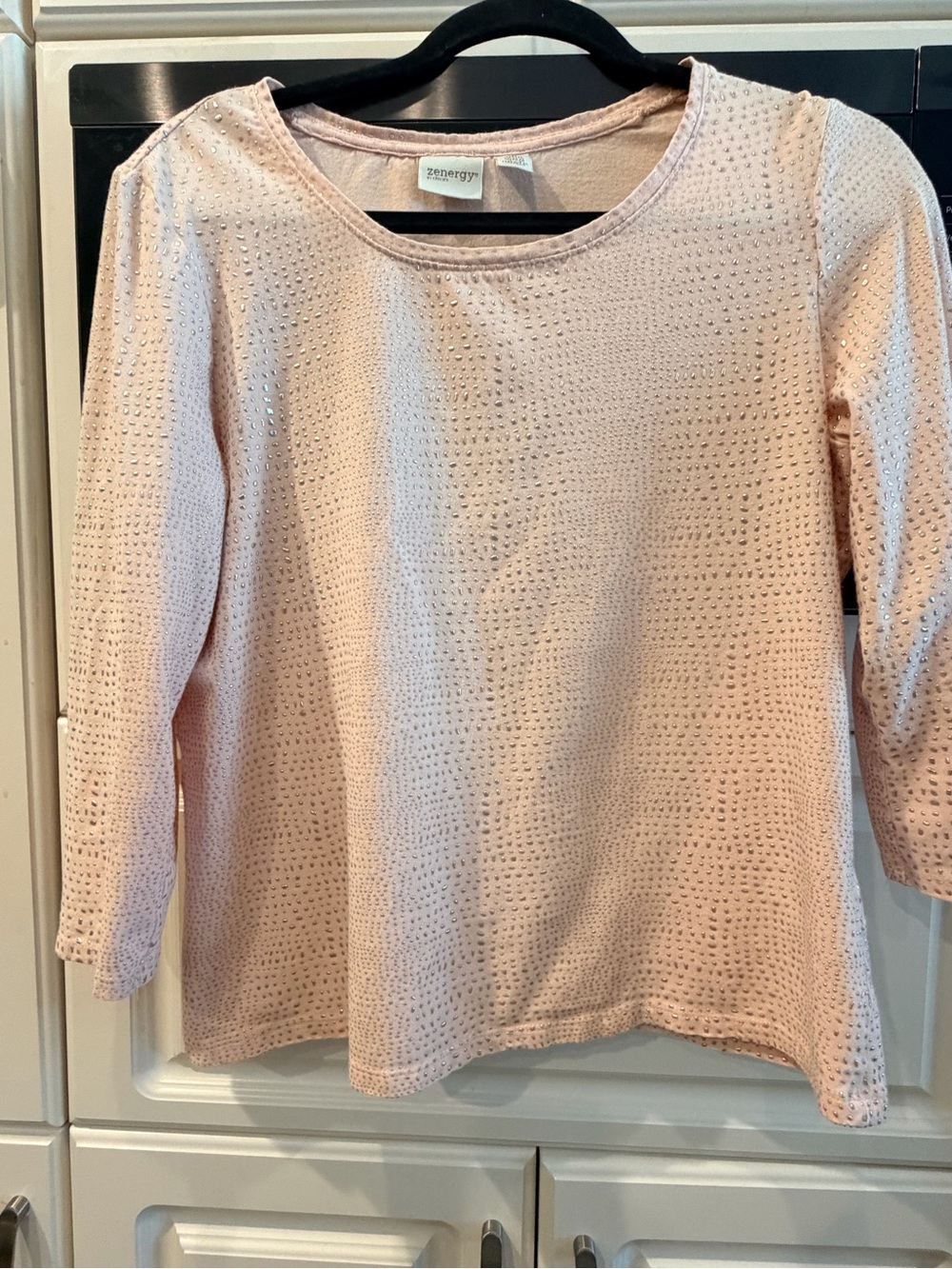 Zenergy by Chico's Light Pink Perforated Long-Sleeve Top